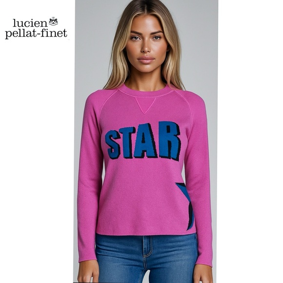 Lucien Pellat-Finet Pink Star Graphic Sweater Cotton Cashmere Blend S Italy - Picture 1 of 15